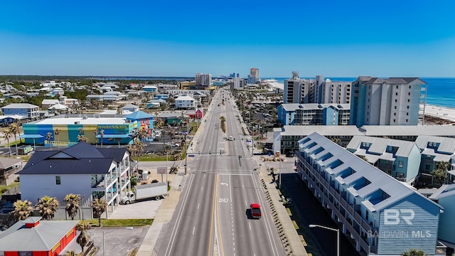 drone / aerial view with a city view