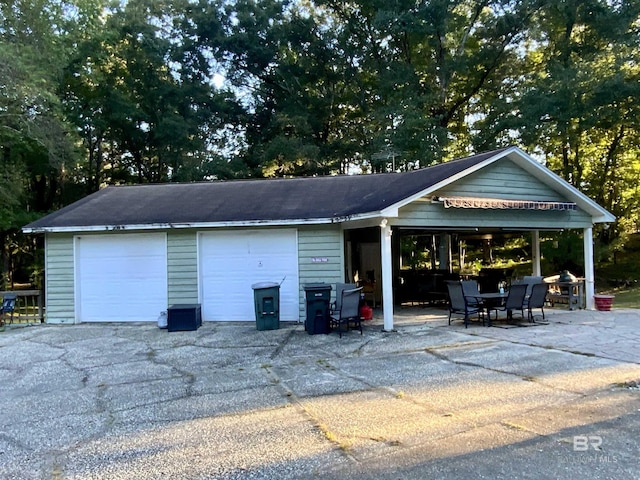 view of garage