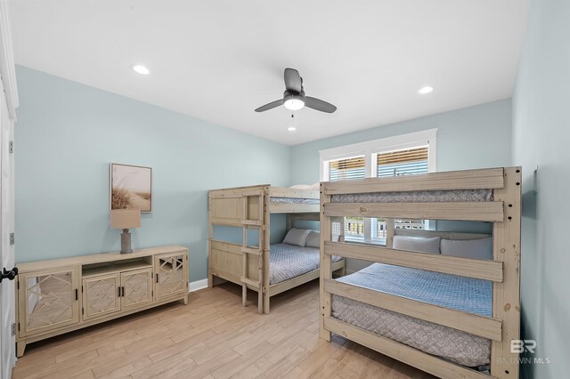 1337 W Lagoon Ave, Gulf Shores, AL 36542 - bedroom with baseboards, light wood-style floors, and recessed lighting