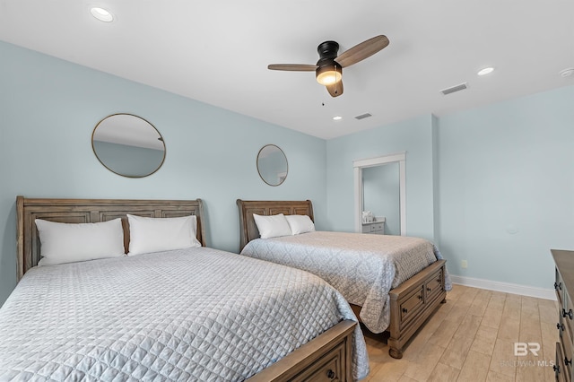 1337 W Lagoon Ave, Gulf Shores, AL 36542 - bedroom featuring recessed lighting, baseboards, light wood-style floors, and visible vents