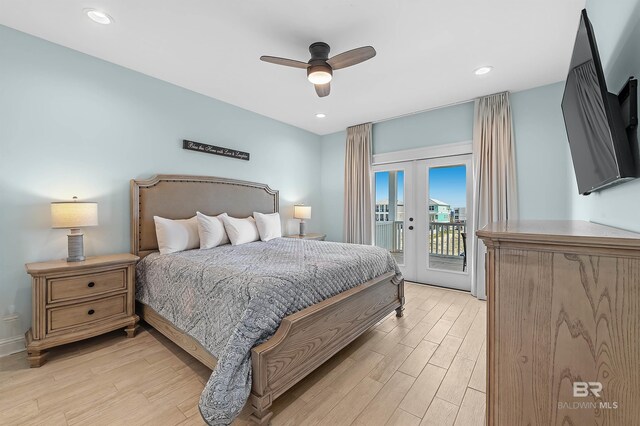 1337 W Lagoon Ave, Gulf Shores, AL 36542 - bedroom with french doors, light wood-style flooring, access to outside, and recessed lighting
