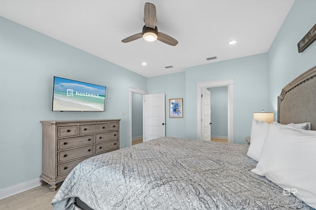 1337 W Lagoon Ave, Gulf Shores, AL 36542 - bedroom with light wood-style flooring, recessed lighting, baseboards, and visible vents