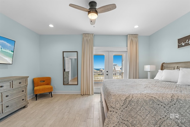 1337 W Lagoon Ave, Gulf Shores, AL 36542 - bedroom with recessed lighting, french doors, light wood-type flooring, baseboards, and access to outside