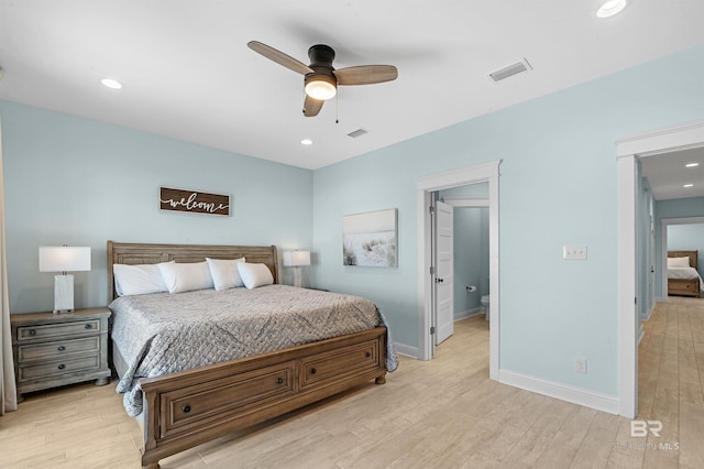 1337 W Lagoon Ave, Gulf Shores, AL 36542 - bedroom with baseboards, visible vents, recessed lighting, and light wood-type flooring