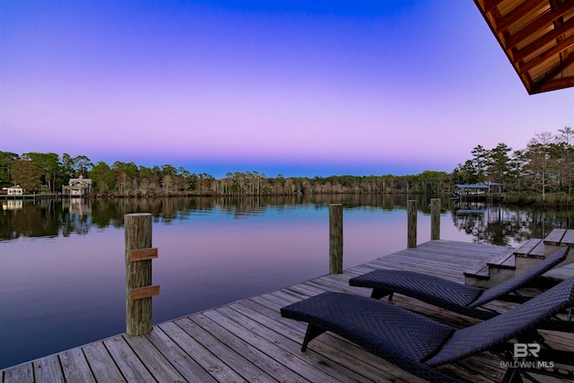 view of dock featuring a water view