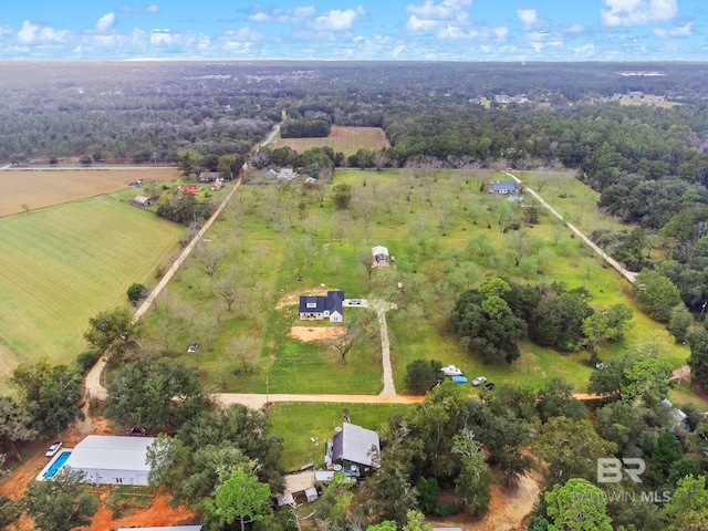 aerial view with a rural view