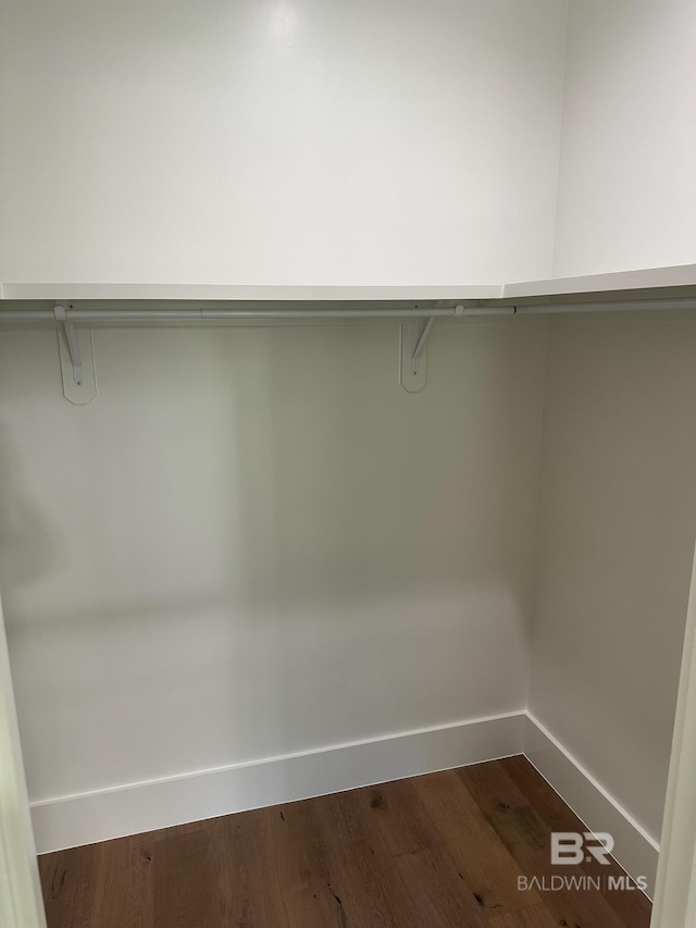 walk in closet featuring dark wood-type flooring