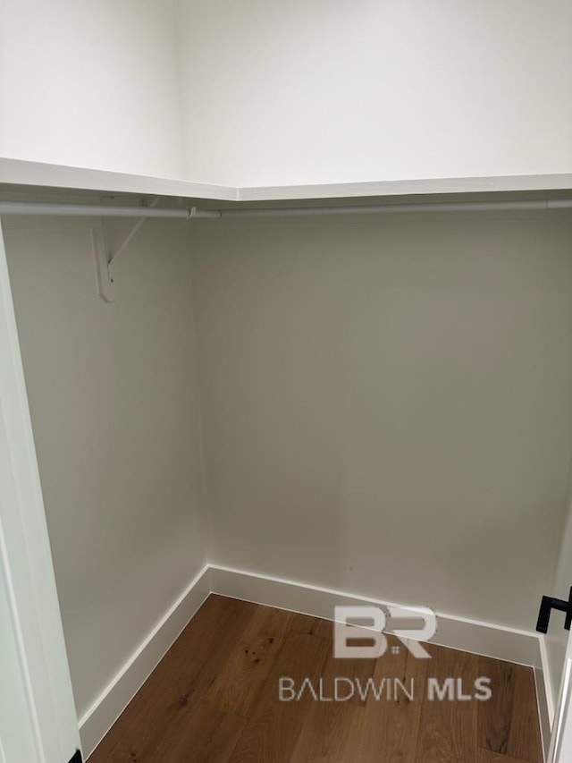 spacious closet featuring dark hardwood / wood-style floors