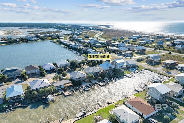 bird's eye view featuring a water view