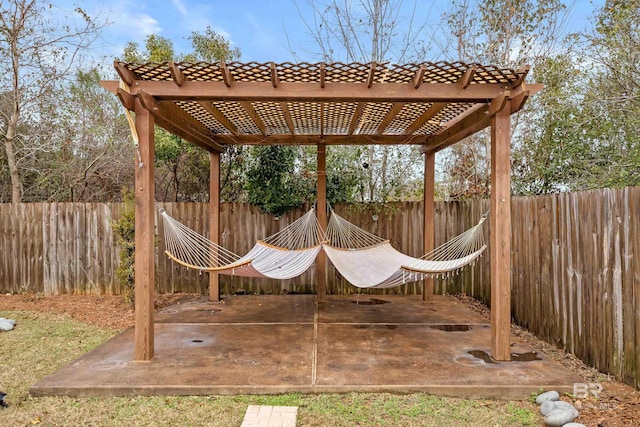 view of patio with a pergola