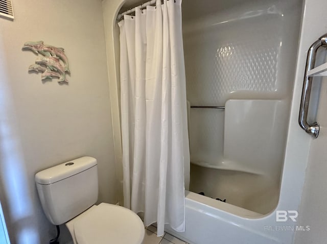 633 W Beach Blvd Unit 303, Gulf Shores, AL 36542 - full bath with toilet, shower / bath combination with curtain, and tile patterned flooring