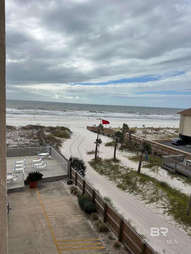 view of water feature with a view of the beach