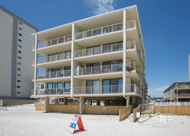 view of snow covered building