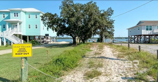 view of street featuring a water view