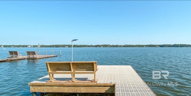 view of dock featuring a water view