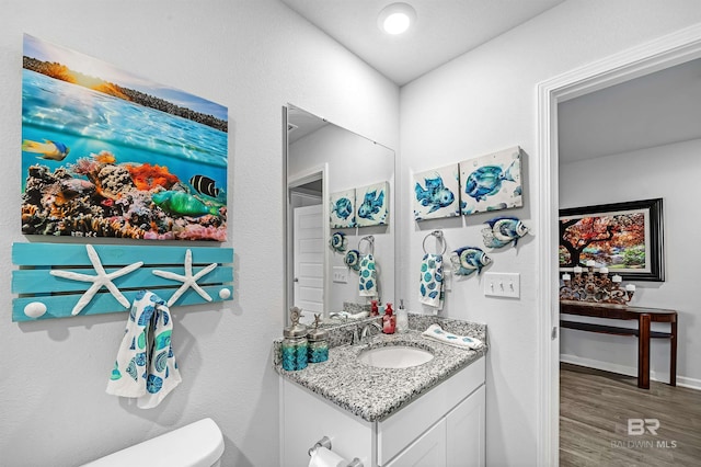 20770 Mercury Dr, Robertsdale, AL 36567 - bathroom with vanity and wood finished floors