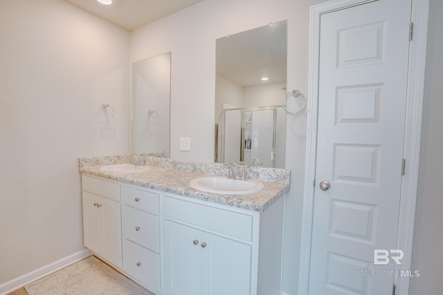 8242 Sycamore Way, Semmes, AL 36575 - full bathroom featuring double vanity and a stall shower