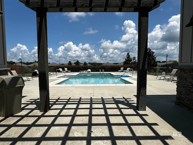 view of swimming pool with a patio