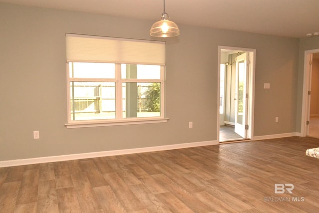 spare room with hardwood / wood-style floors