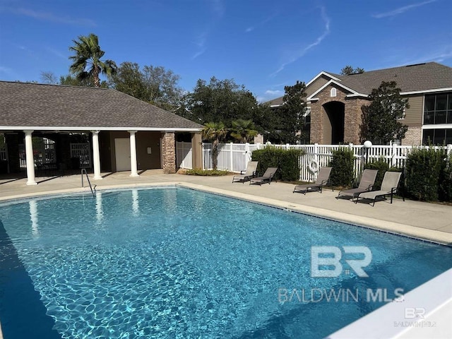 view of pool featuring a patio