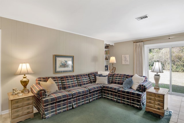 tiled living area with visible vents