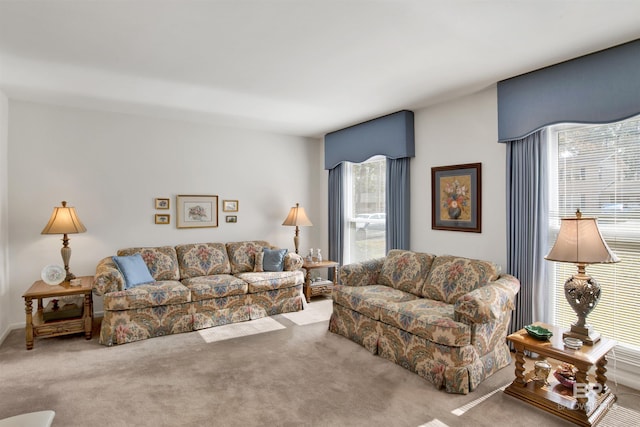 living room with carpet floors