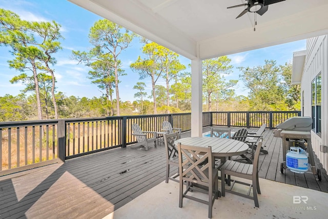 deck featuring ceiling fan