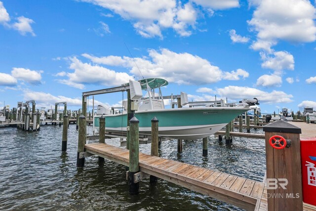 dock area featuring a water view