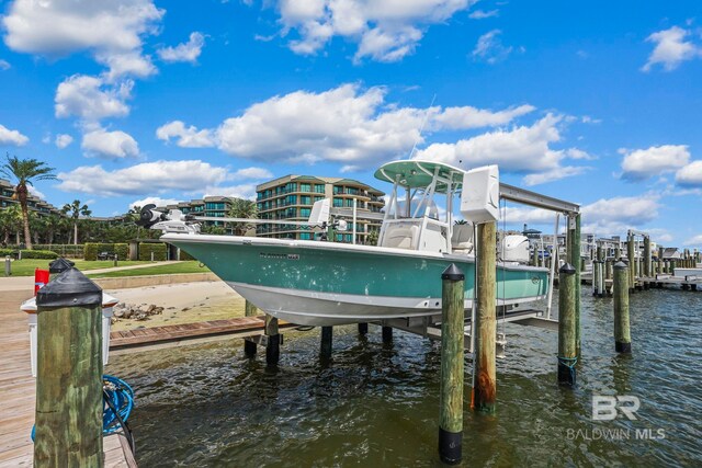 view of dock featuring a water view