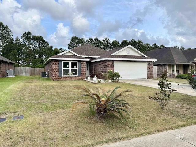 6950 Summerset Dr, Gulf Shores, AL 36542 - ranch-style home with a garage, central AC unit, brick siding, and concrete driveway
