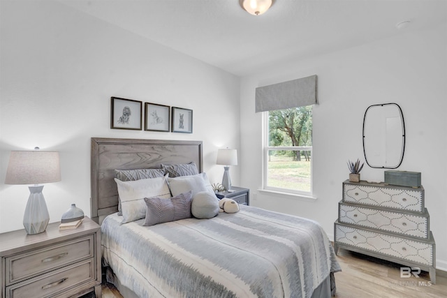 bedroom with light hardwood / wood-style floors