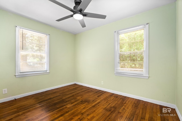4014 Moffett Ct, Mobile, AL 36618 - unfurnished room with plenty of natural light, wood finished floors, baseboards, and a ceiling fan