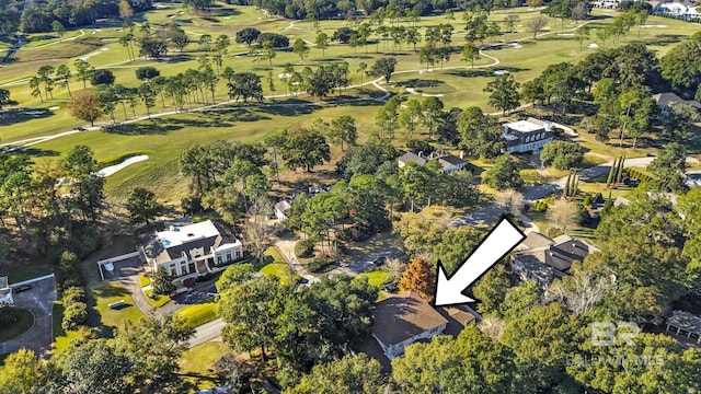 drone / aerial view featuring view of golf course