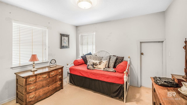 carpeted bedroom with multiple windows