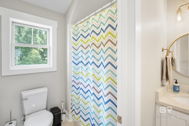 313 Cuban Lily Dr, Fairhope, AL 36532 - bathroom with vanity, toilet, and a shower with shower curtain