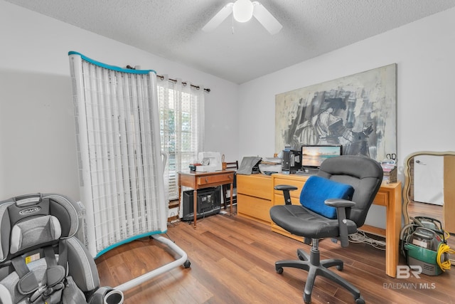 108 Paige Cir, Daphne, AL 36526 - office with wood finished floors, a textured ceiling, and a ceiling fan