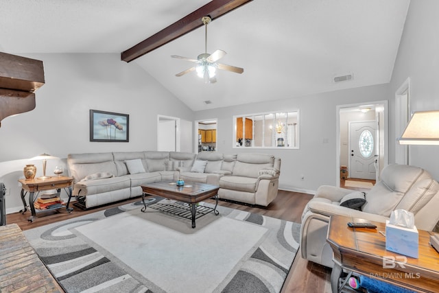 108 Paige Cir, Daphne, AL 36526 - living area featuring wood finished floors, a ceiling fan, and baseboards