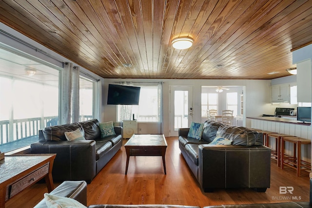 747 Cherokee Rd, Gulf Shores, AL 36542 - living area featuring wood ceiling, plenty of natural light, and wood finished floors