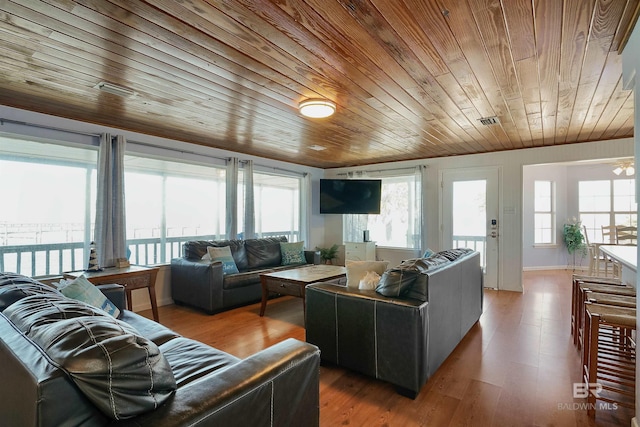747 Cherokee Rd, Gulf Shores, AL 36542 - living room with plenty of natural light, wood finished floors, and wood ceiling