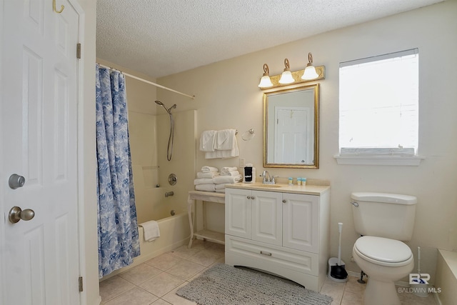 747 Cherokee Rd, Gulf Shores, AL 36542 - full bathroom featuring a textured ceiling, tile patterned flooring, toilet, shower / tub combo, and vanity