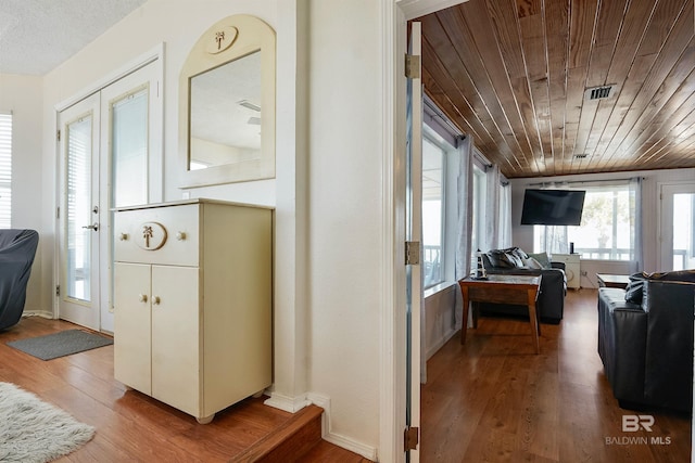 747 Cherokee Rd, Gulf Shores, AL 36542 - interior space featuring wooden ceiling, wood finished floors, and visible vents