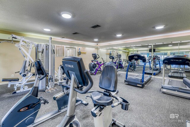 25020 Perdido Beach Blvd Unit 1101B, Orange Beach, AL 36561 - gym featuring a textured ceiling