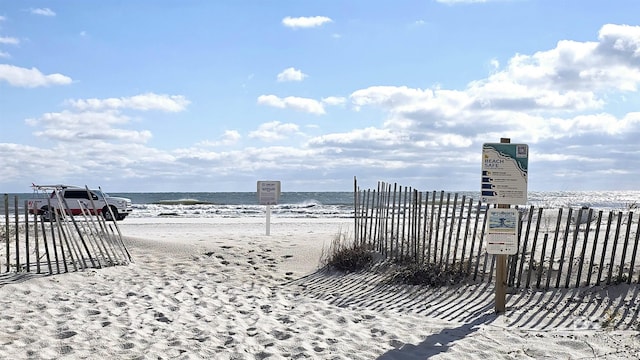 view of water feature featuring a beach view