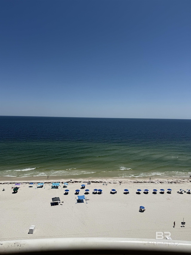 property view of water featuring a view of the beach