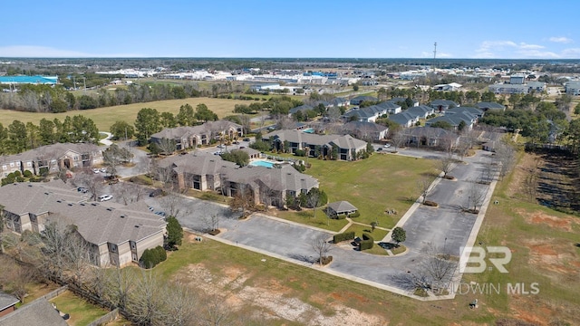 drone / aerial view with a residential view