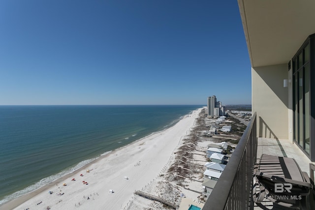 water view with a view of the beach