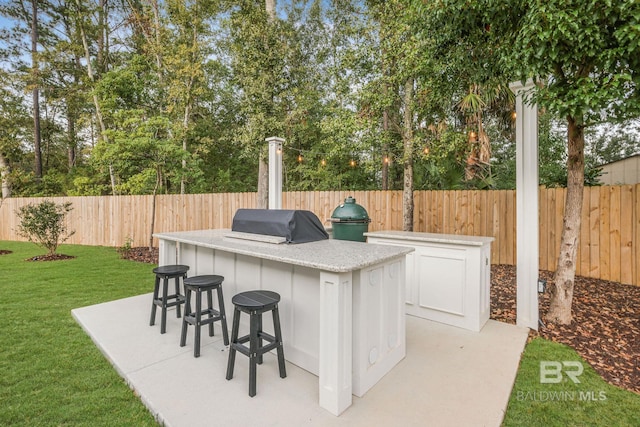 view of patio with area for grilling and grilling area
