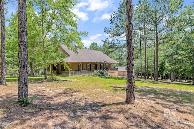 view of yard with a porch