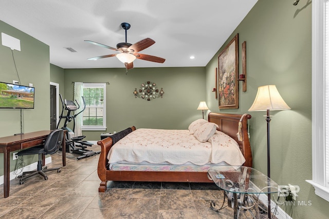 bedroom featuring ceiling fan