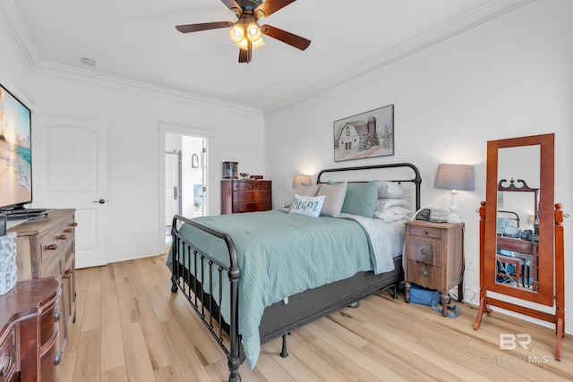 8847 Asphodel Ln, Daphne, AL 36526 - bedroom with ornamental molding, light wood finished floors, and a ceiling fan